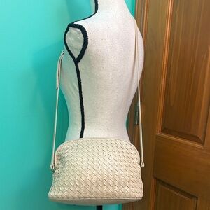 Chic Cream Woven Crossbody Bag